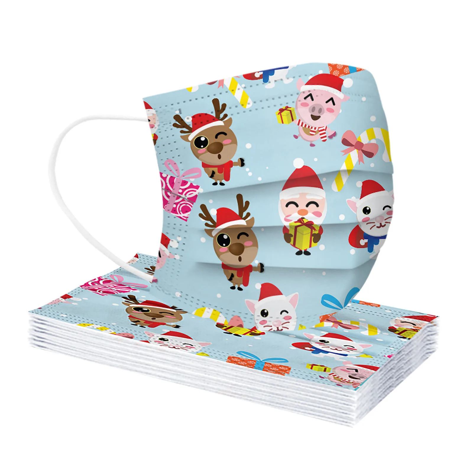 

Christmas Series Snowman Elk Pig Pattern Prints Face Mask For Adults Disposable Mask Industrial 3Ply Non-woven funda mascarilla