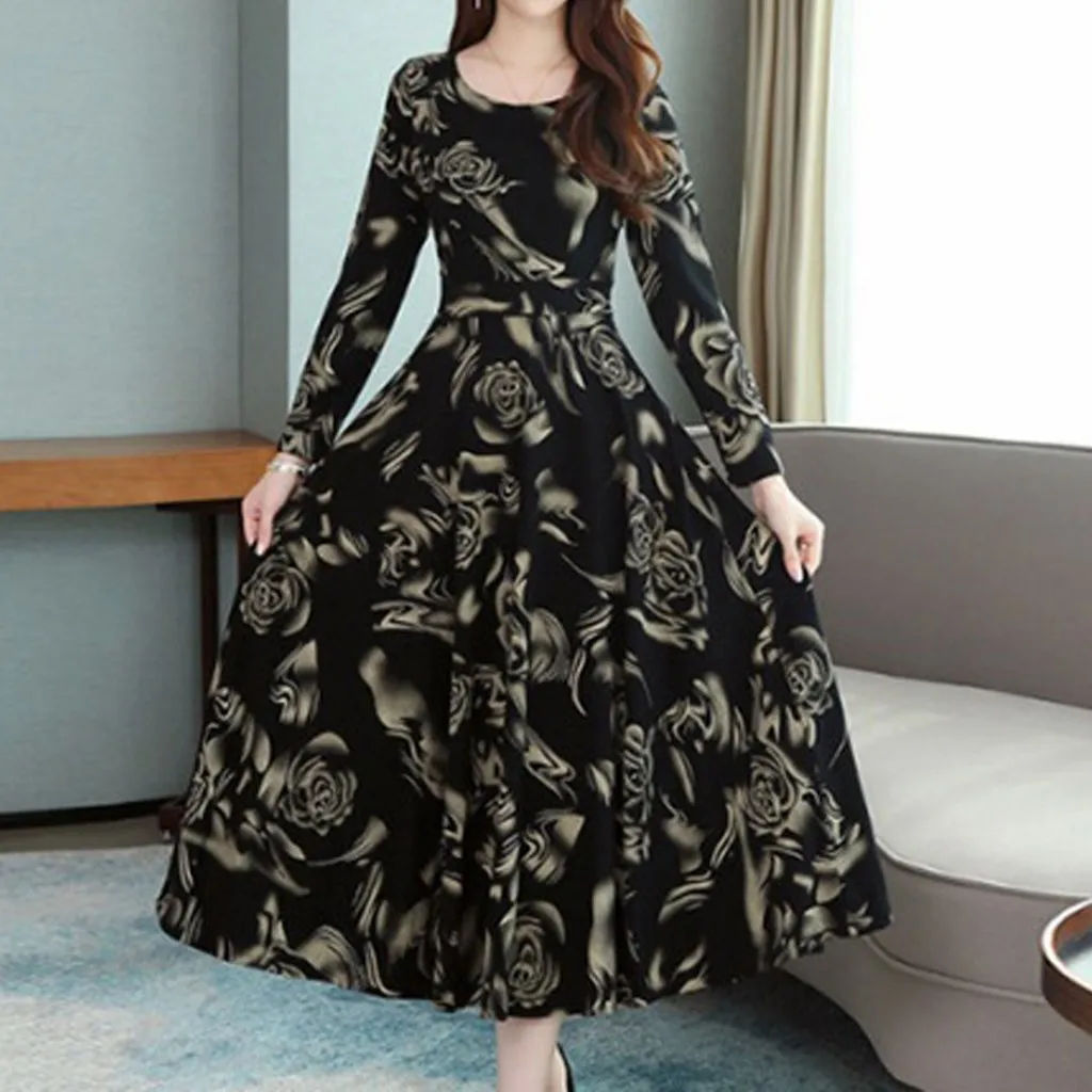 Женское платье богемные платья до колен женские в стиле ампир с круглым вырезом и