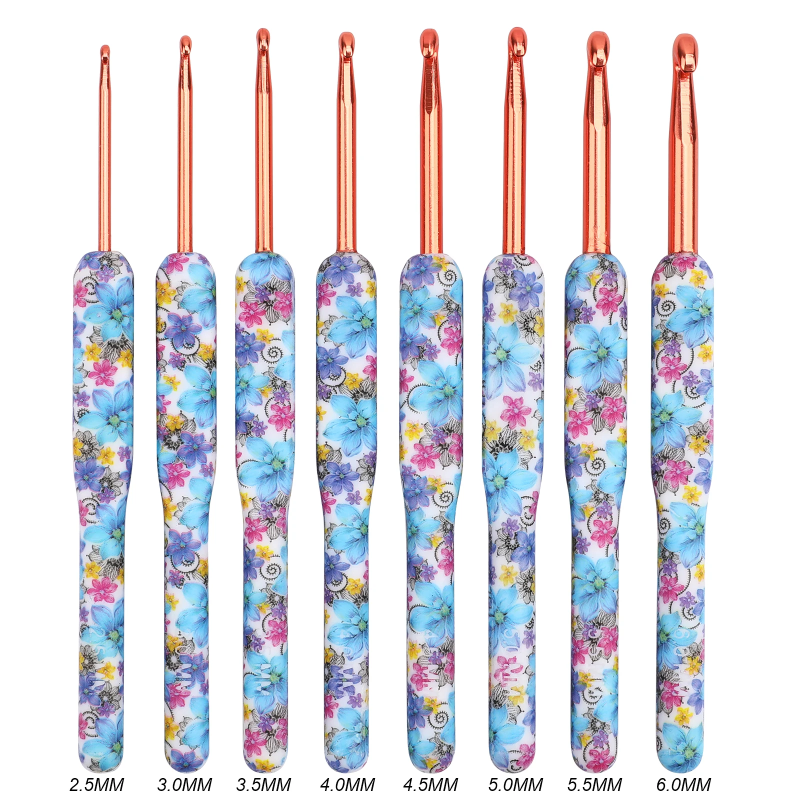 New Aluminum Crochet Hooks Blue Color Knitting Needles Flower 2.5-6.0MM Ergonomic Croche Set Sewing Accessories 2021 |