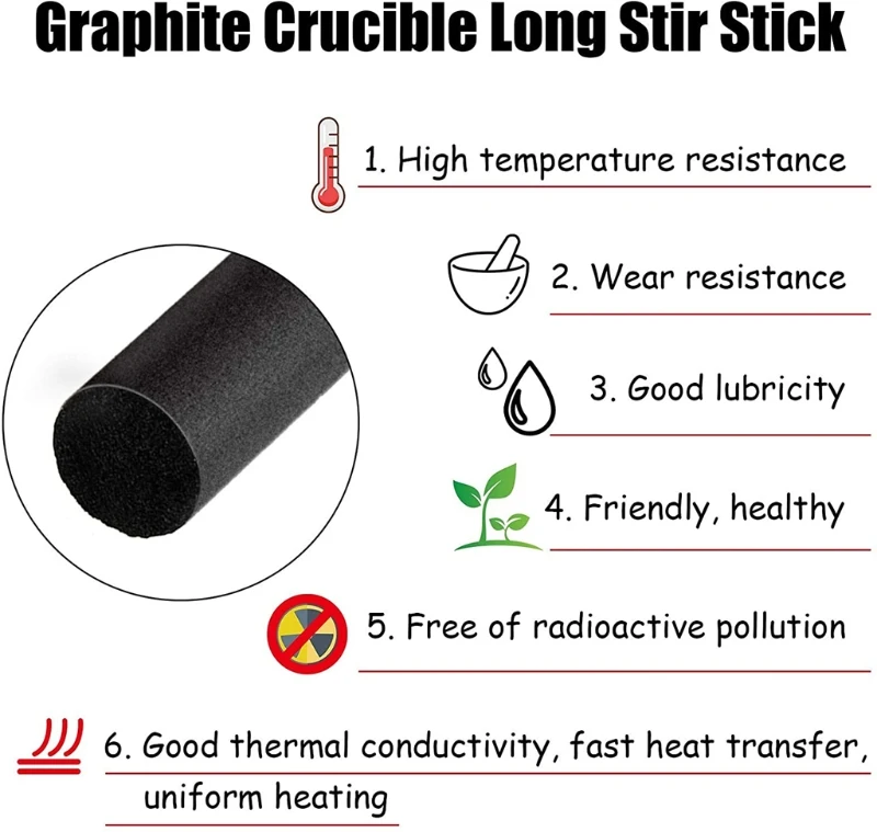 

Graphite Stir Rod Stick Crucible Stir Rod Long Carbon Stirring Rod Graphite Crucible Stir Stick for Melting Casting Gold 6