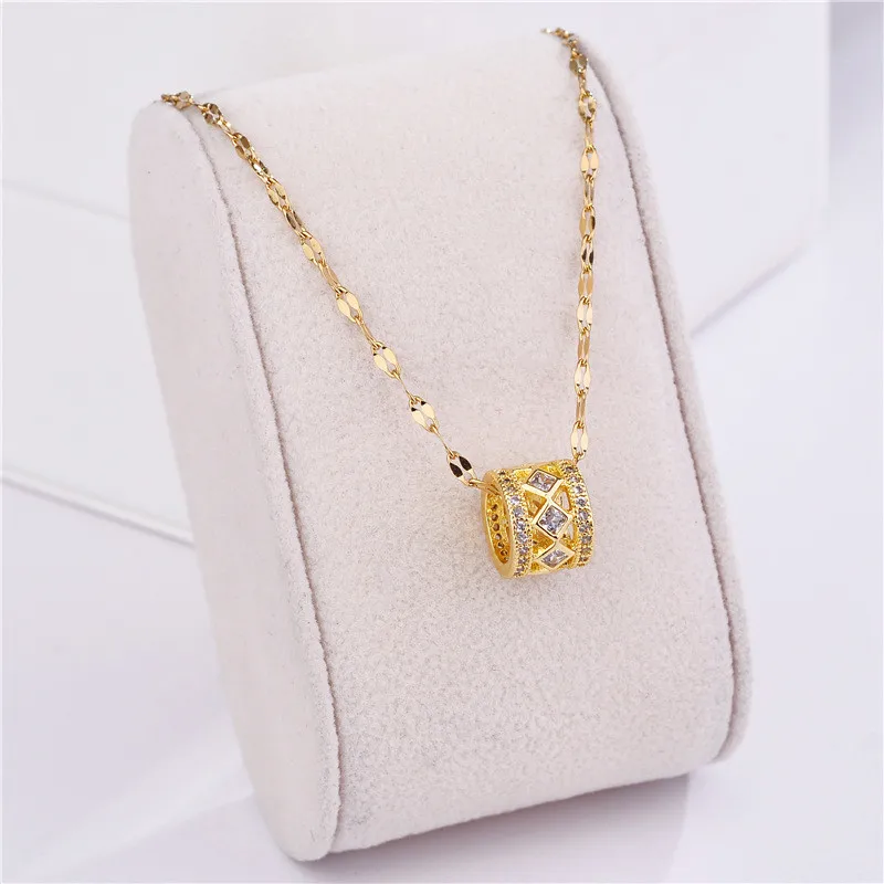 

Женское ожерелье с подвеской-кристаллом, изысканная золотая цепочка до ключиц, роскошное характерное ювелирное изделие с кулоном, колье