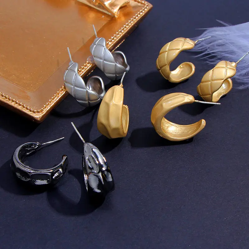 Женские и мужские серьги-гвоздики JUST FEEL простые золотистые круглые серьги