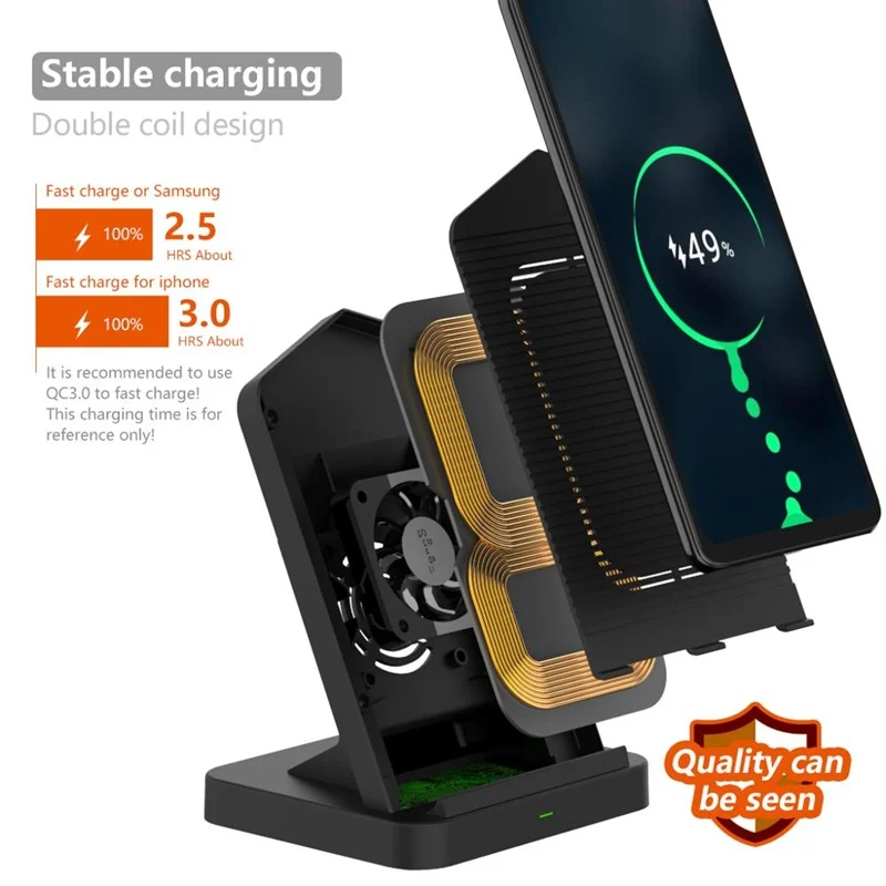 tongdaytech 10w qi fast wireless charger quick charge built in fan for iphone xs 8 xr 11 pro max samsung s20 s10 s9 plus xiaomi free global shipping
