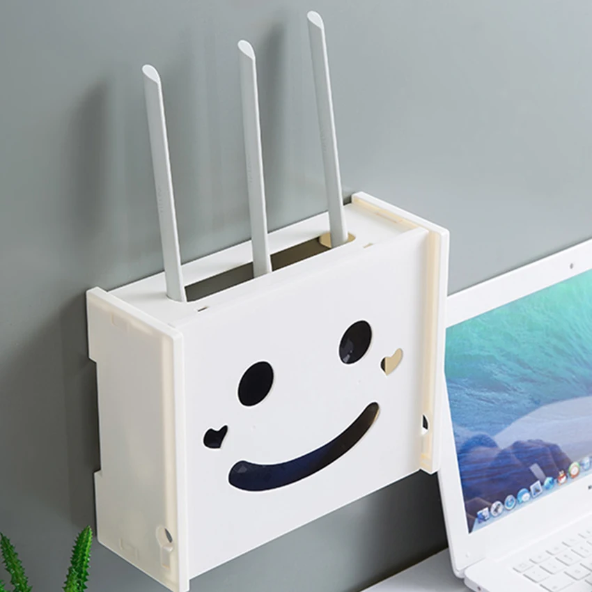 С милым улыбающимся смайликом Wi-Fi маршрутизатор ящик для хранения пластиковые
