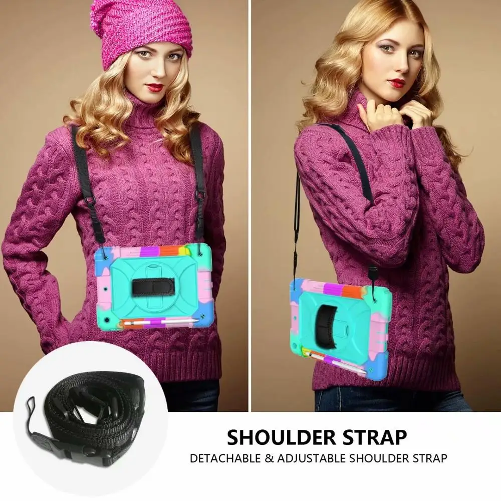 For iPad 7th Generation Case 360 Rotating Stand Hand Strap Pencil Holder Cover 10.2 2019 Funda Protective + | Компьютеры и офис
