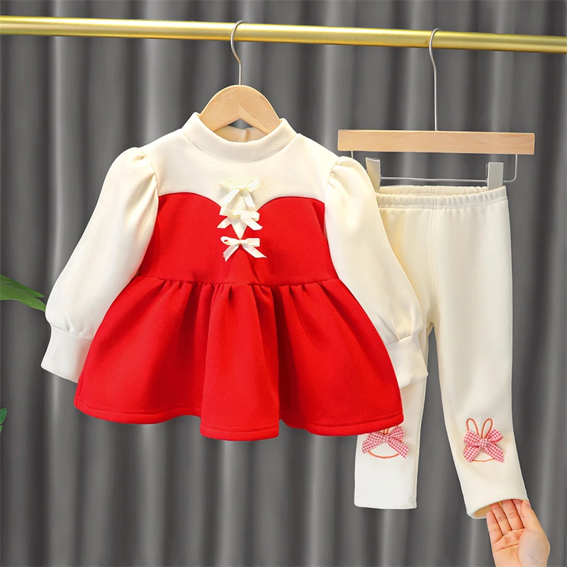 

Детский комплект из Свитера и брюк, с кружевом и плюшевой подкладкой