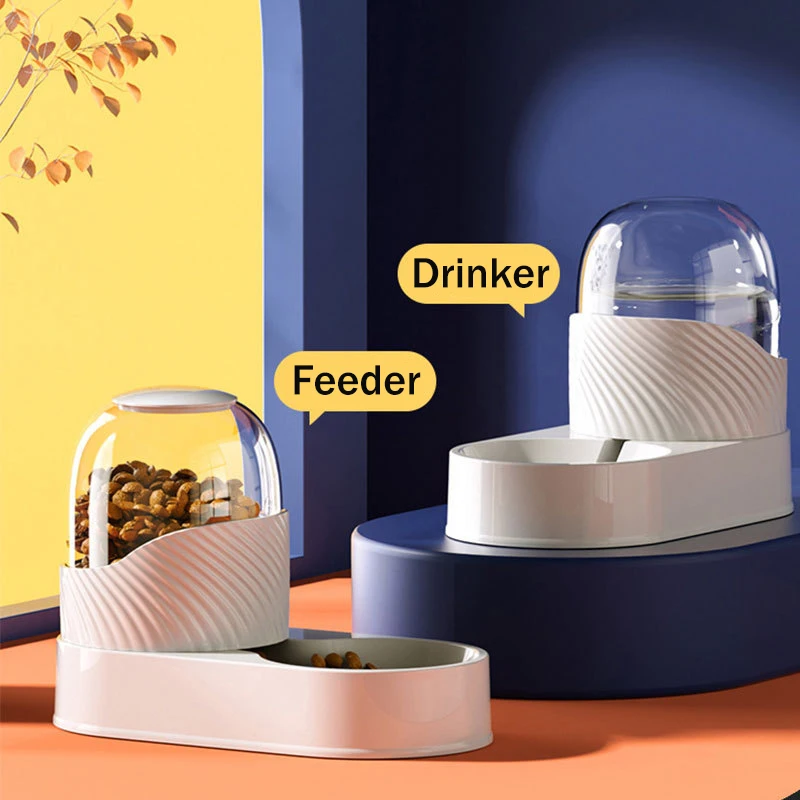 

Pet Dog Cat Automatic Feeder Bowl for Dogs Drinking Water 2.0L Bottle Fountain Kitten Bowls Slow Food Feeding Container Supplies