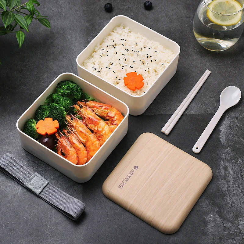 Ланч-бокс двойной слой 2 сетки Bento коробки японский контейнер для продуктов портативный Microwavable для детей офиса