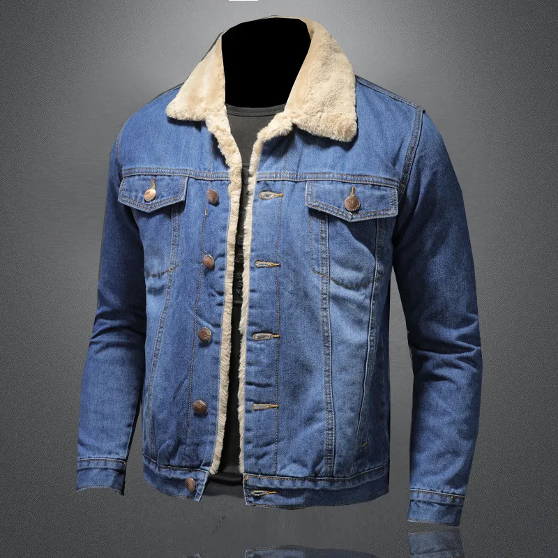 

KIMSERE Mens Winter Warm Denim Jackets And Coats Fleece Lined Jean Trucker Jacket Outerwear Thick Thermal Jacket Plus Size S-5XL