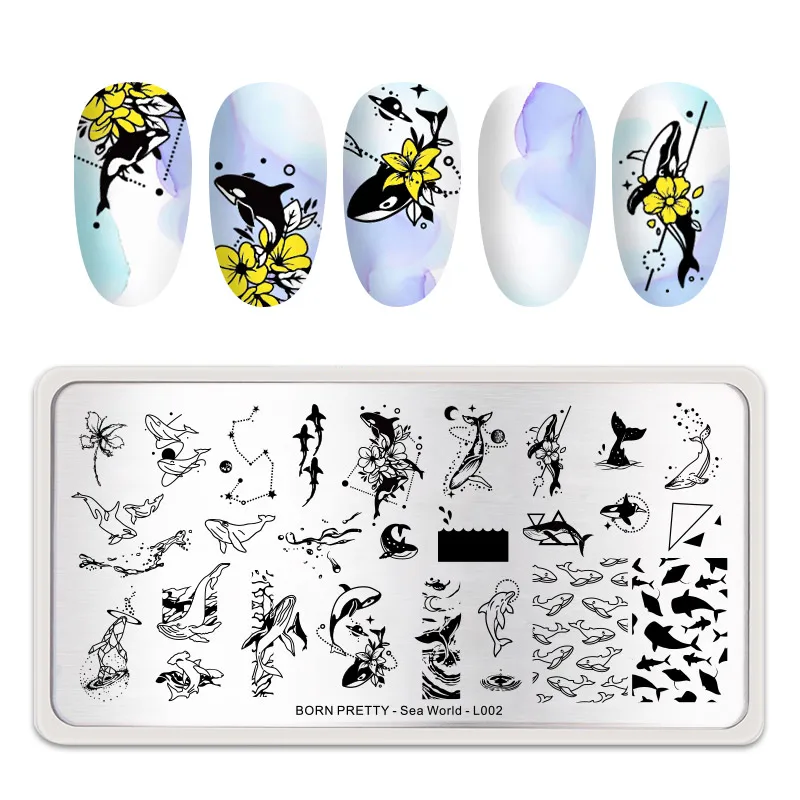 

Nail Art Stamping Plate Ocean Theme Stamping Template Nail Art Image Plate Stencil Stainless Steel Printing Tools