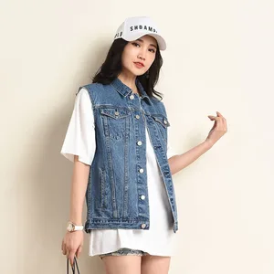 Размера плюс жилет для женщин безрукавный джинсовый жилет пальто в стиле оверсайз винтажные джинсы, куртка женские жилеты зимняя верхняя одежда пальто 6XL