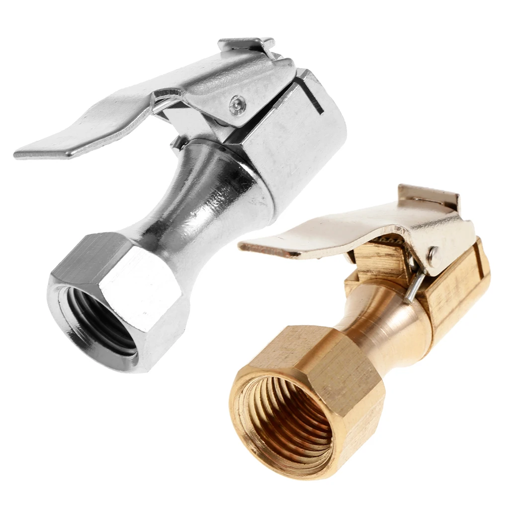 2 Pieces 1/4&quot NPT Brass Lock-on Tire Inflator Female Air Chuck with Clips |