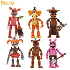 Игрушечный медведь FNAF Five Nights Midnight, игрушечный симулятор пиццерии Ver Foxy Chica Lighte с подвижными суставами, детские игрушки, подарки 6 шт.компл.
