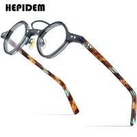 hepidem acetate glasses frame men vintage retro small rhombus eyeglasses women optical prescription spectacles eyewear 9184