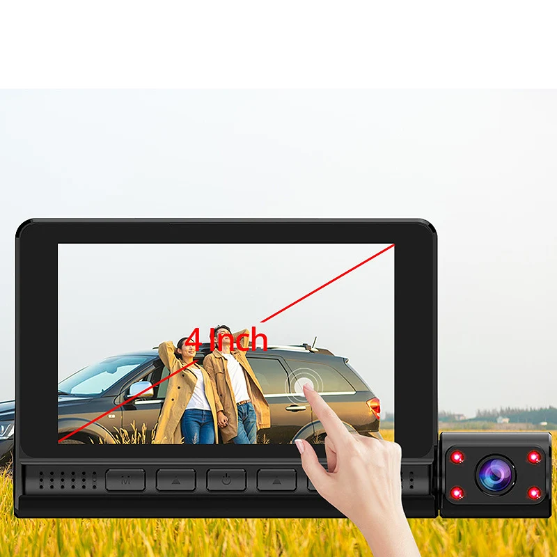

3 Lens Car DVR 4 Inch 1080P Dash Cam Dual Lens Recorder HD Night Vision Registrar Reverse Rear View Driving Recorder