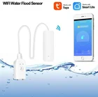 Сигнализатор утечки воды Tuya, Wi-Fi, датчик уровня воды, умный дом, пульт дистанционного управления для работы с Alexa, Google Home