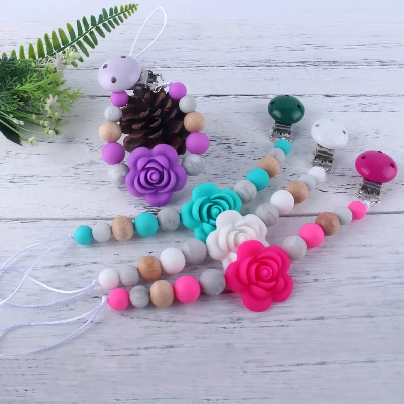 Безопасный силиконовый Прорезыватель для зубов зажимы соски цепь новорожденных