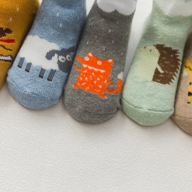 Calcetines de algod&oacute;n para beb&eacute; reci&eacute;n nacido, medias de dibujos animados, 5 par/lote-2