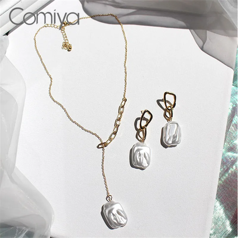 Ожерелье Comiya корейская бижутерия длинные Звенья из цинкового сплава акриловые