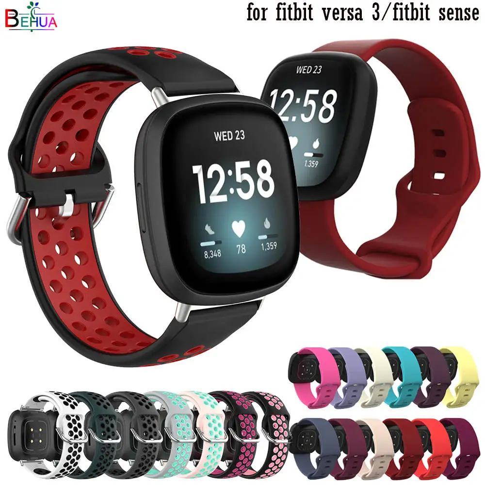 

BEHAU Wristband Watchband For Fitbit Versa 3 / Sense Smartwatch strap Soft Silicone Sports wearable bracelet band Colorful Hot