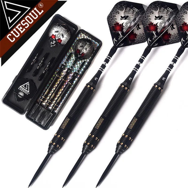 New CUESOUL 3PCS Professional Steel Tip Darts 22g With Laser Dart Flights Black Color|steel tip darts|darts 22gtip darts |