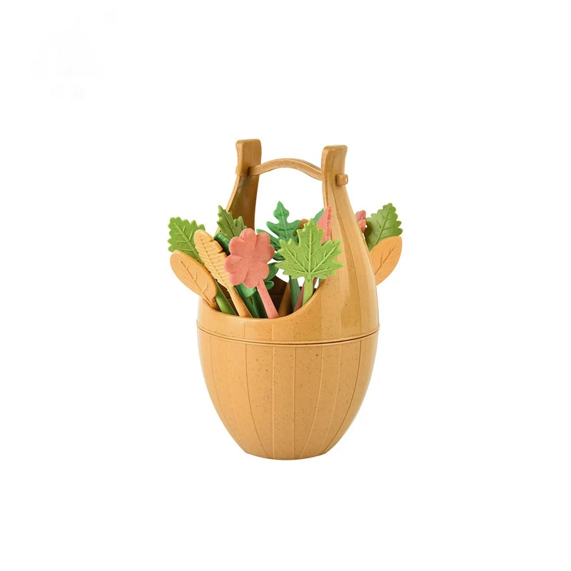 16 шт./компл. биоразлагаемое ведро для вилки фруктов в форме листьев закусок еды