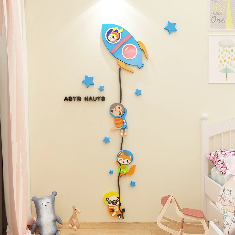 

WS228 Cartoon 3D children's room layout bedroom decorations baby bedside wall stickers creative background murals.