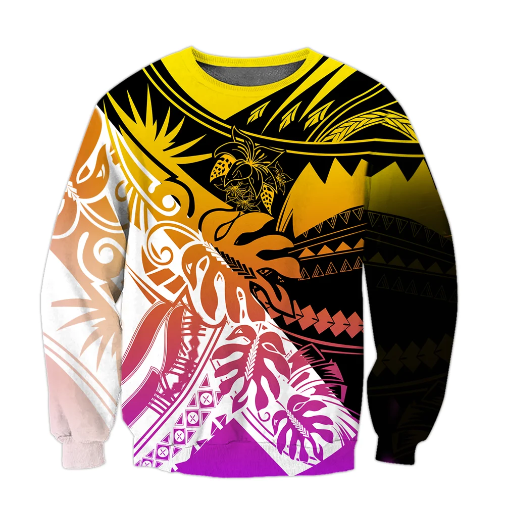 

CLOOCL Fashion Men Sweatshirt 3D Graphic Pohnpei Polynesian Tribe Tattoo Flowers Print Streetwear Casual Harajuku Men Clothing