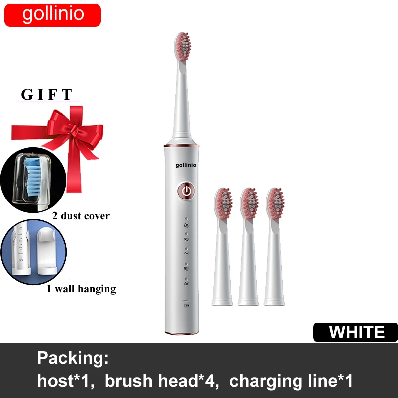 

Электрическая зубная щетка gollinio sonic, быстрая зарядка через usb, Электронная зубная щетка высокого качества, Сменная головка GL42A