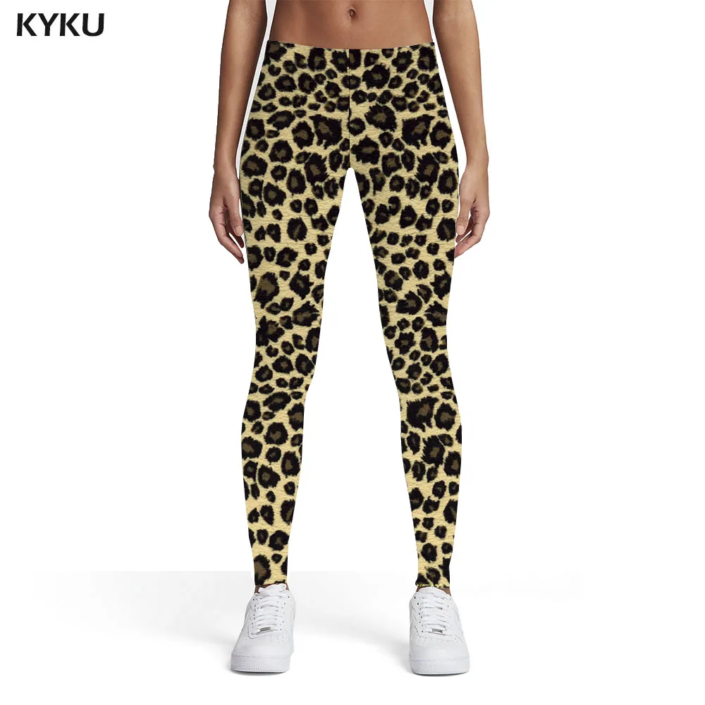 

Женские леопардовые леггинсы KYKU, уличные леггинсы из спандекса с 3D-принтом, леггинсы для фитнеса в стиле Харадзюку
