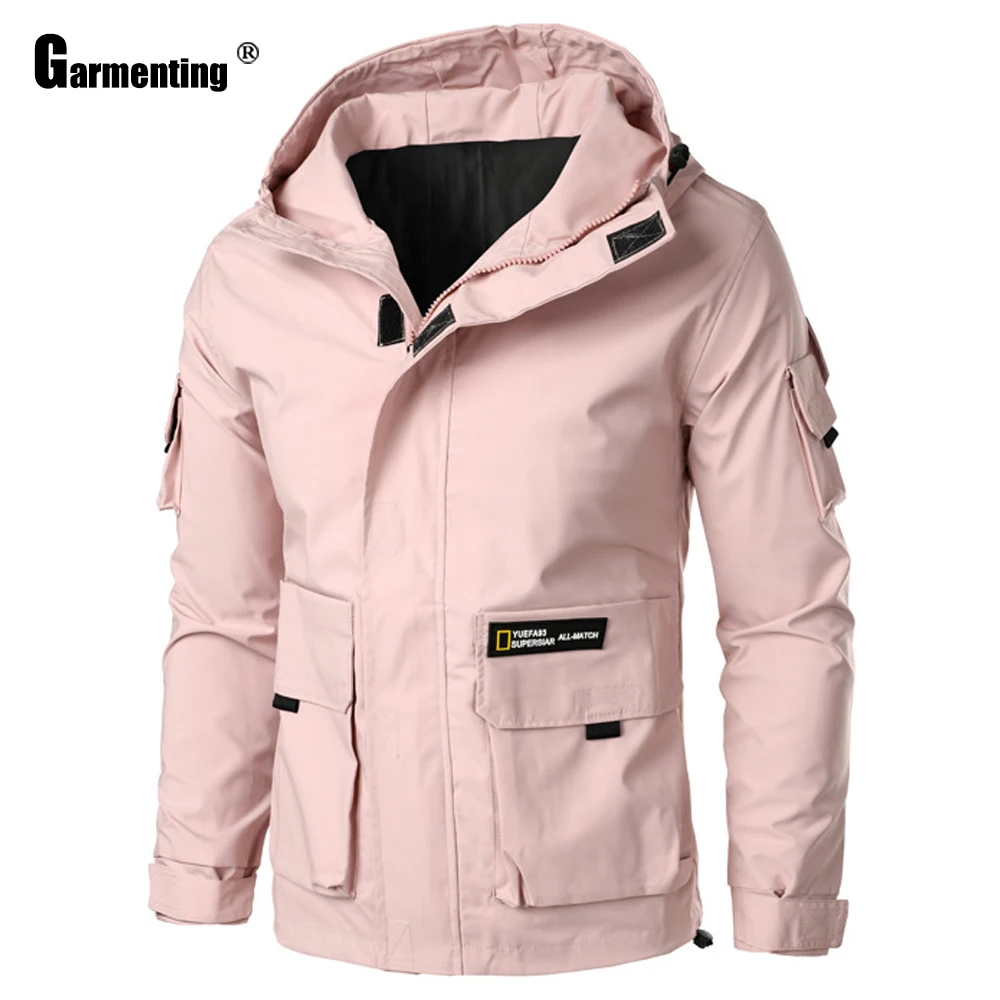 

Fashion Hoodie Top Men Lightweight Jacket Mens Outdoor Pockets Hooded Outerwear 2021 Spring Autumn Coats Casual Windproof Jacket