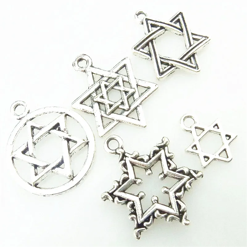 5 шт./лот подвески из сплава шестигранный Давид звезды шестиконечная звезда