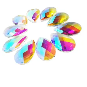 Бесплатные Кольца по заводской цене, 20 шт.лот 38*22 мм K9, оптическая цветная хрустальная люстра АВ, элементы Ловца солнца, призма, стеклянные подвески