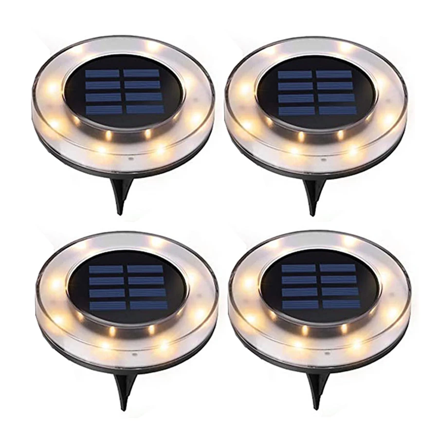 

4PCS Solar Disk Light Outdoor Garden Solar Deck Light Solar In-Ground Light For Walkway Landscape Patio Pathway Lawn Driveway