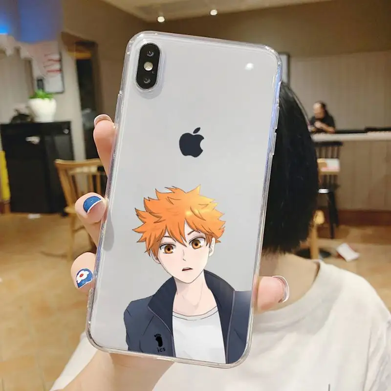 

Haikyuu Volleyball Hinata Shoyo anime Phone Case Transparent for iPhone 6 7 8 11 12 s mini pro X XS XR MAX Plus
