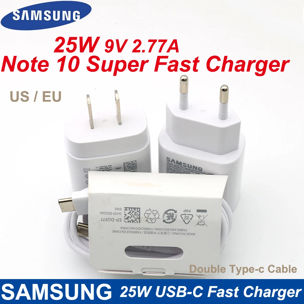 

Samsung note 10 Charger 25W EU Super Fast Charging power adapter for Samsung Galaxy note 10 Plus 5G A90 A80 A70 A60 S10 S9 S8