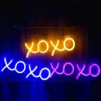 xoxo sign neon light greeting welcome logo modeling lamp led decor wall room home club party holiday usb battery powered