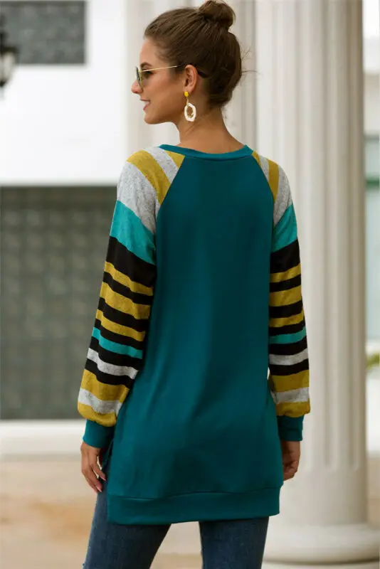 Женская Свободная Повседневная рубашка с длинным рукавом осенняя полосатая