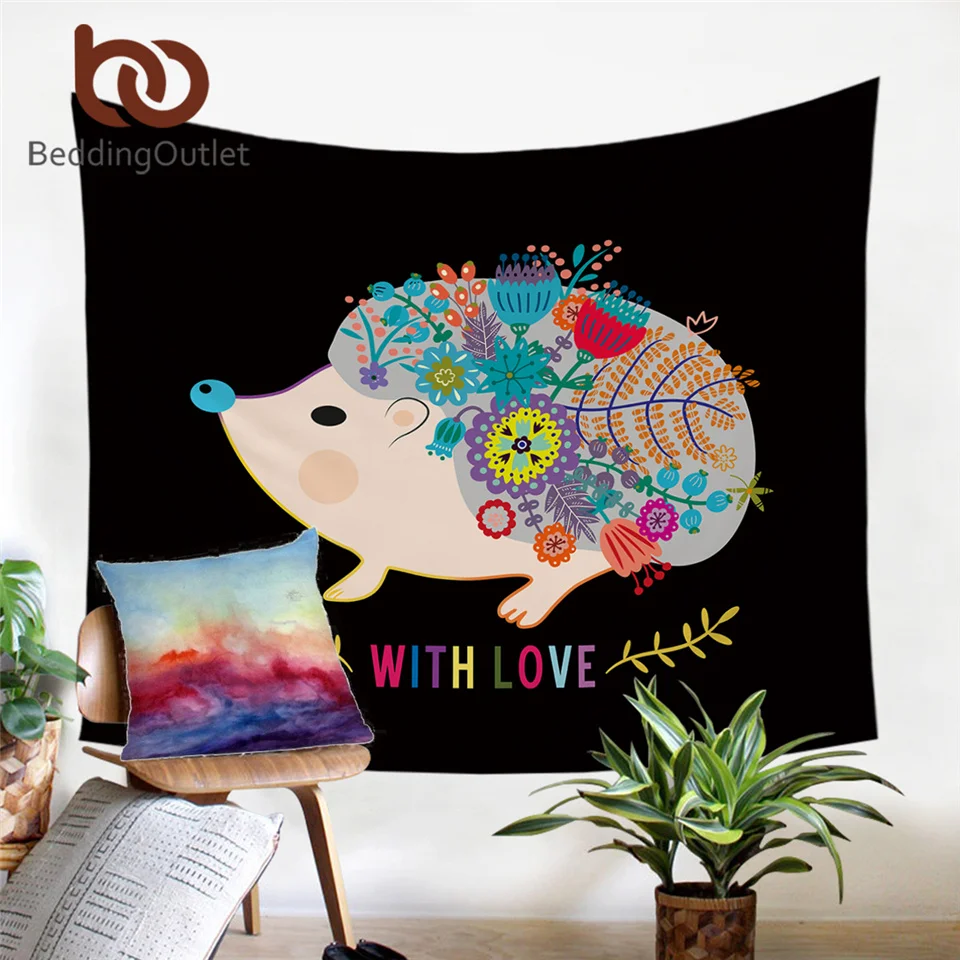 Постельное белье Ежик настенный Радужный гобелен цветочный мультфильм