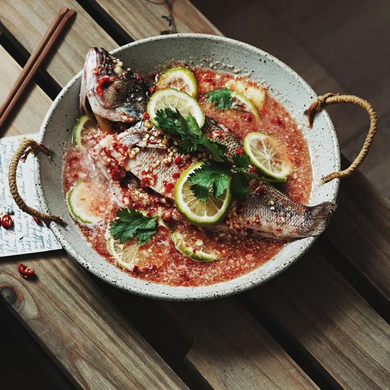 

Бинауральная пеньковая веревка 650 мл, керамическая тарелка с матовой искусственной поверхностью, столовая тарелка для ресторана, кухни, сал...