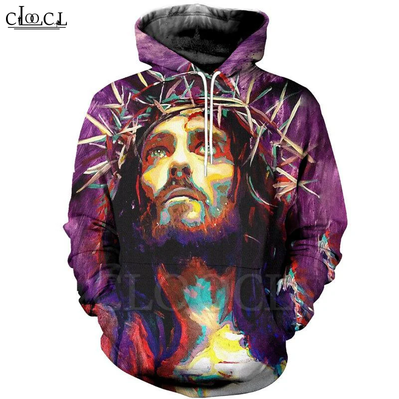 Толстовки с капюшоном CLOOCL Jesus King of Kings толстовки 3D принтом для мужчин и женщин