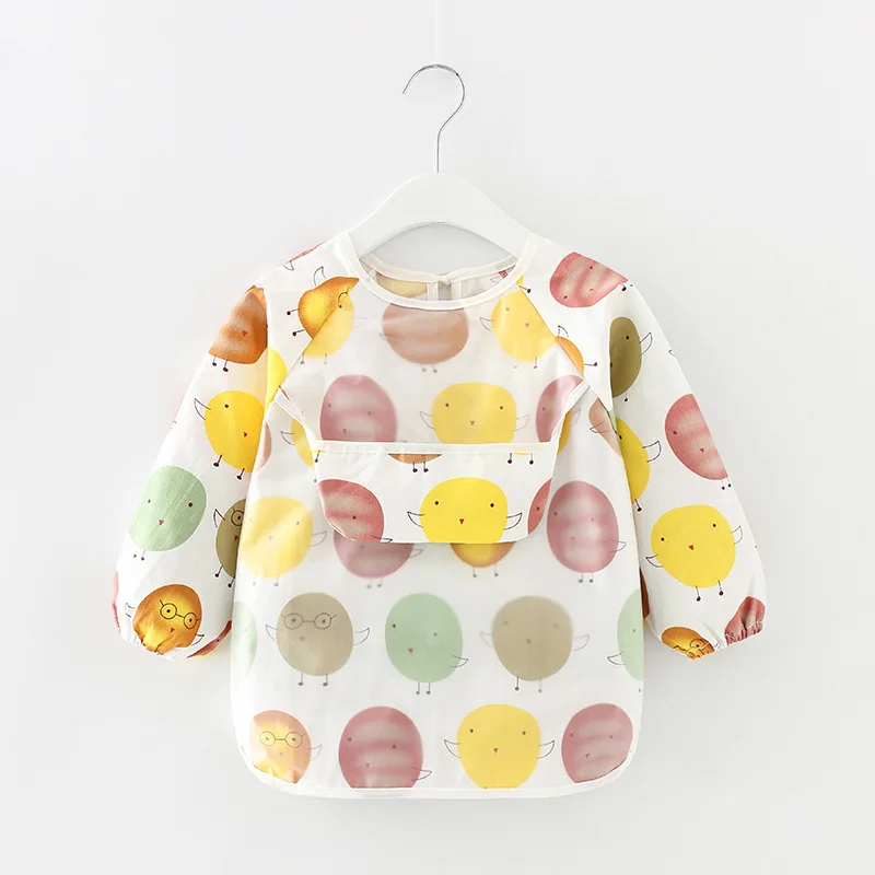 

Baby Bandana Bibs Cute Colorful Cartoon Bibs Waterproof Infant Eating Children Drawing Long Sleeve Apron Baby Self Feeding Bib 5