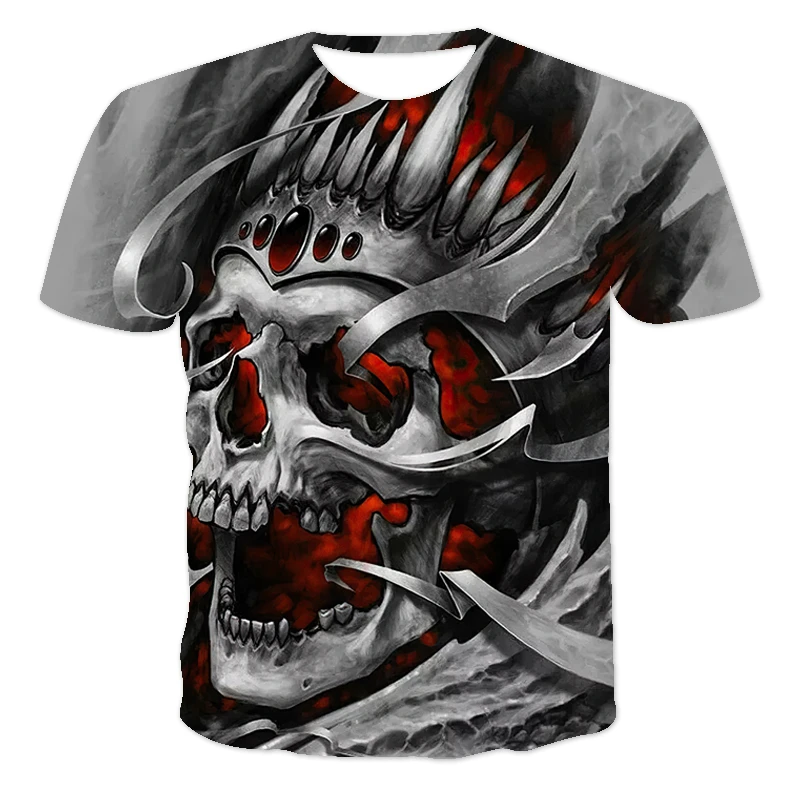 

Horripilante esqueleto, camiseta 3D de manga corta, nuevo estilo de verano