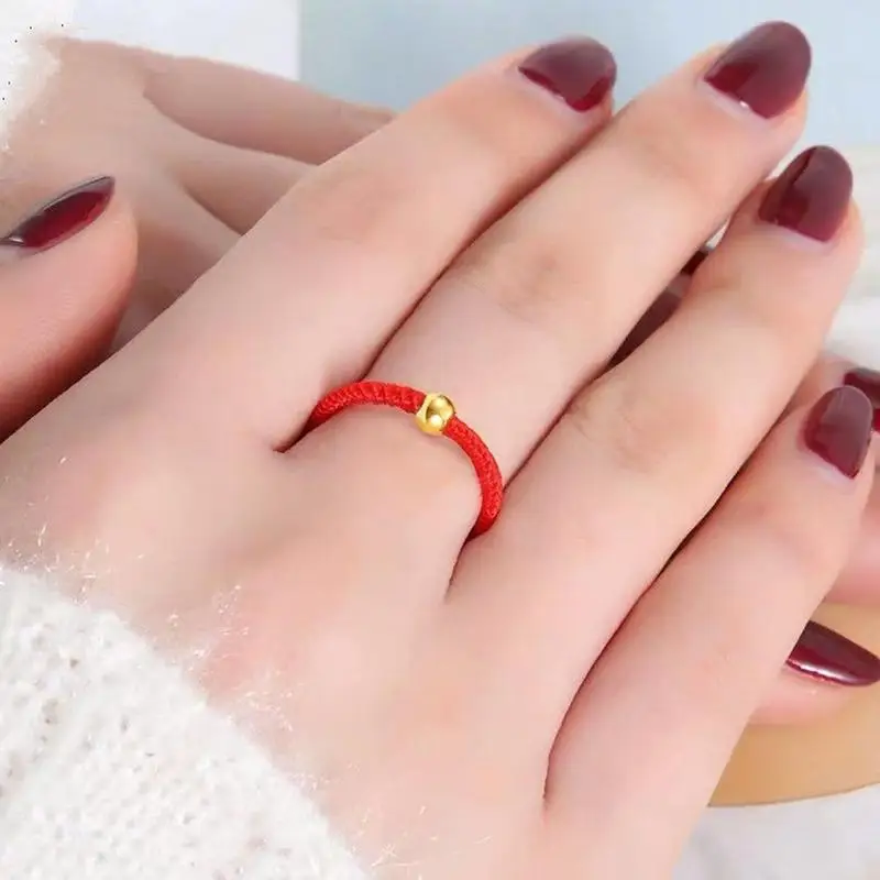 Красная Черная веревка парные счастливые Переводные бисеры кольца на День