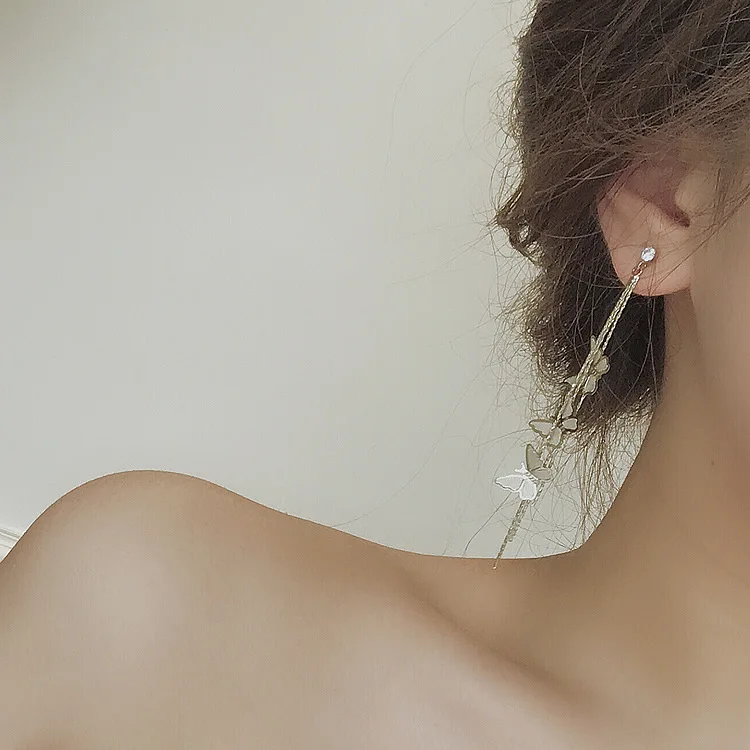 Корейские модные Подвесные серьги-бабочки для женщин серьги с кисточками