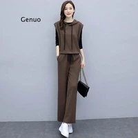 fashion suit womens spring 2021 new temperament is thin wide leg pants two piece casual womens trend