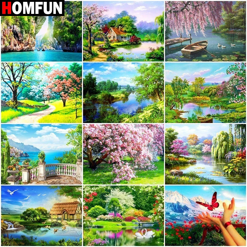 Алмазная живопись HOMFUN картина с квадратными/круглыми стразами красивый пейзаж
