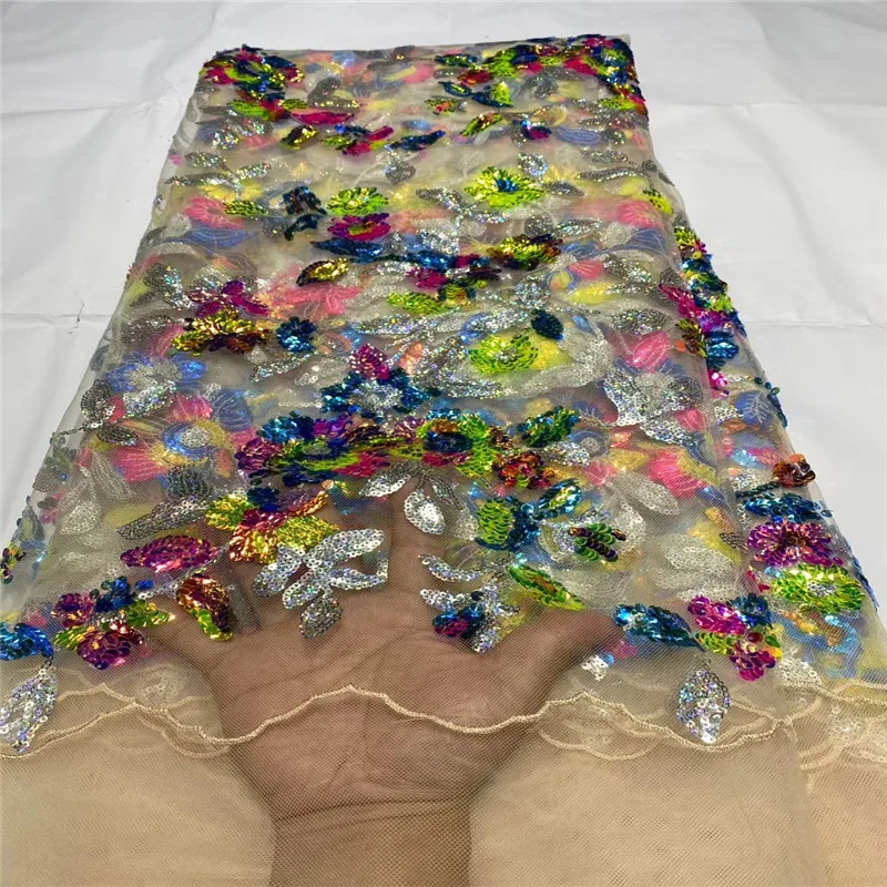 

Madison Fashion Soft Flowers Mesh Embroidery Fabric Latest French Tulle Lace Fabric High Quality Sequinsed Lace For Dress