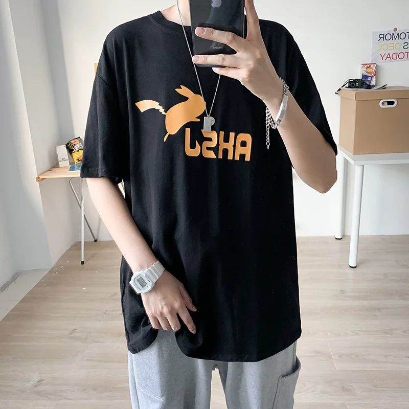 

Pikachkkka Printing Short-sleeved T-shirt Men And Women Summer Trend Loose Wild Round Collar Half-sleeved Baby Top