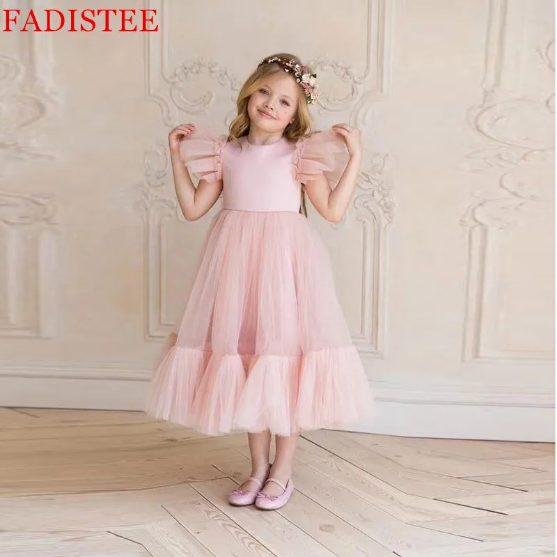 

Soft Tulle Flower Girl's Birthday Banquet Elegant Girl Evening Party Dress Princess Flower Girls First Holy Communion Dresses